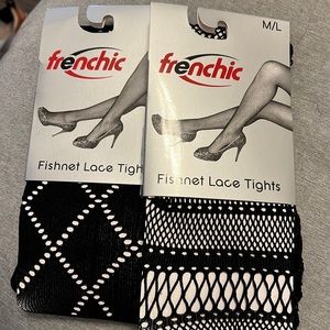 (2)Frenchic Fishnet Lace Tights (Black) (Size M/L)